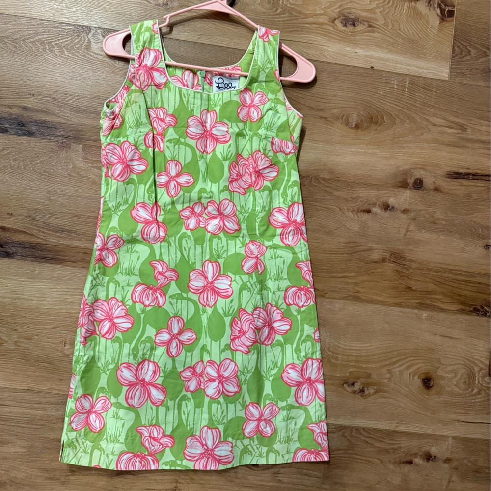 Lilly Pulitzer Pink Floral on Green Dress